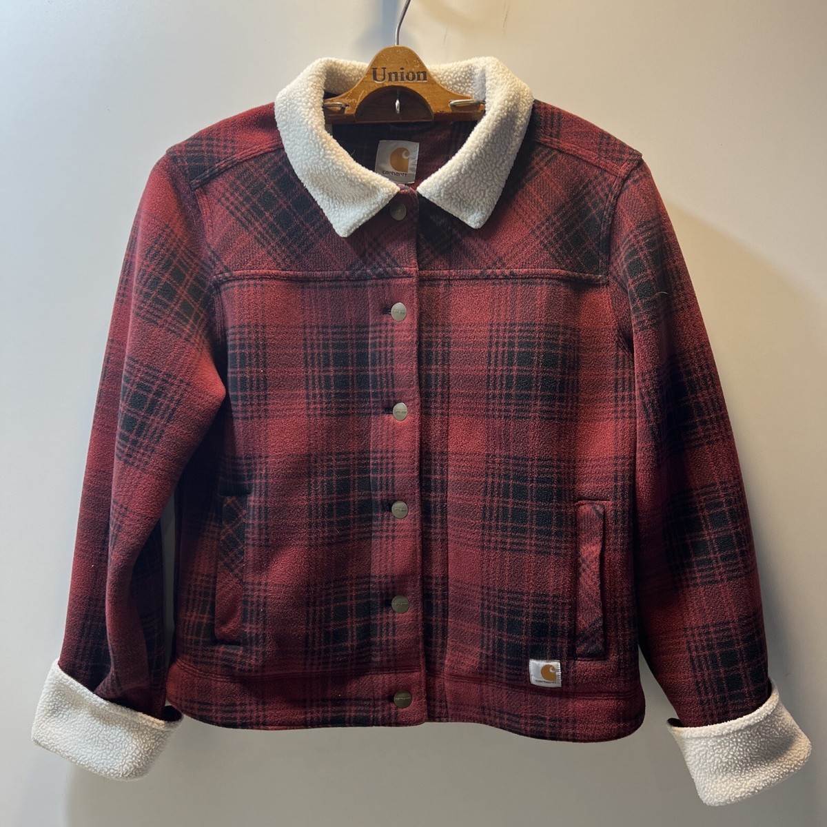 Carhartt Cedar Jacket Sherpa Lined Red Plaid Fleece Women's Med 8