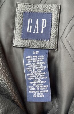 Gap Genuine Authentic Cow Leather Coat Jacket Kids Boy's Size 10 L