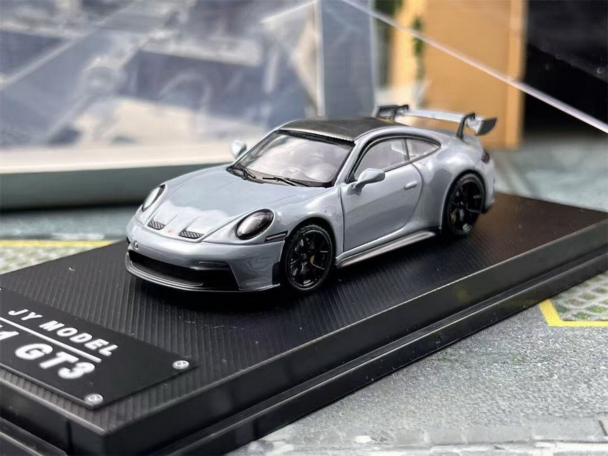 JY Model 1/64 Scale Porsche 911 GT3 Grey Diecast Car Model Toy