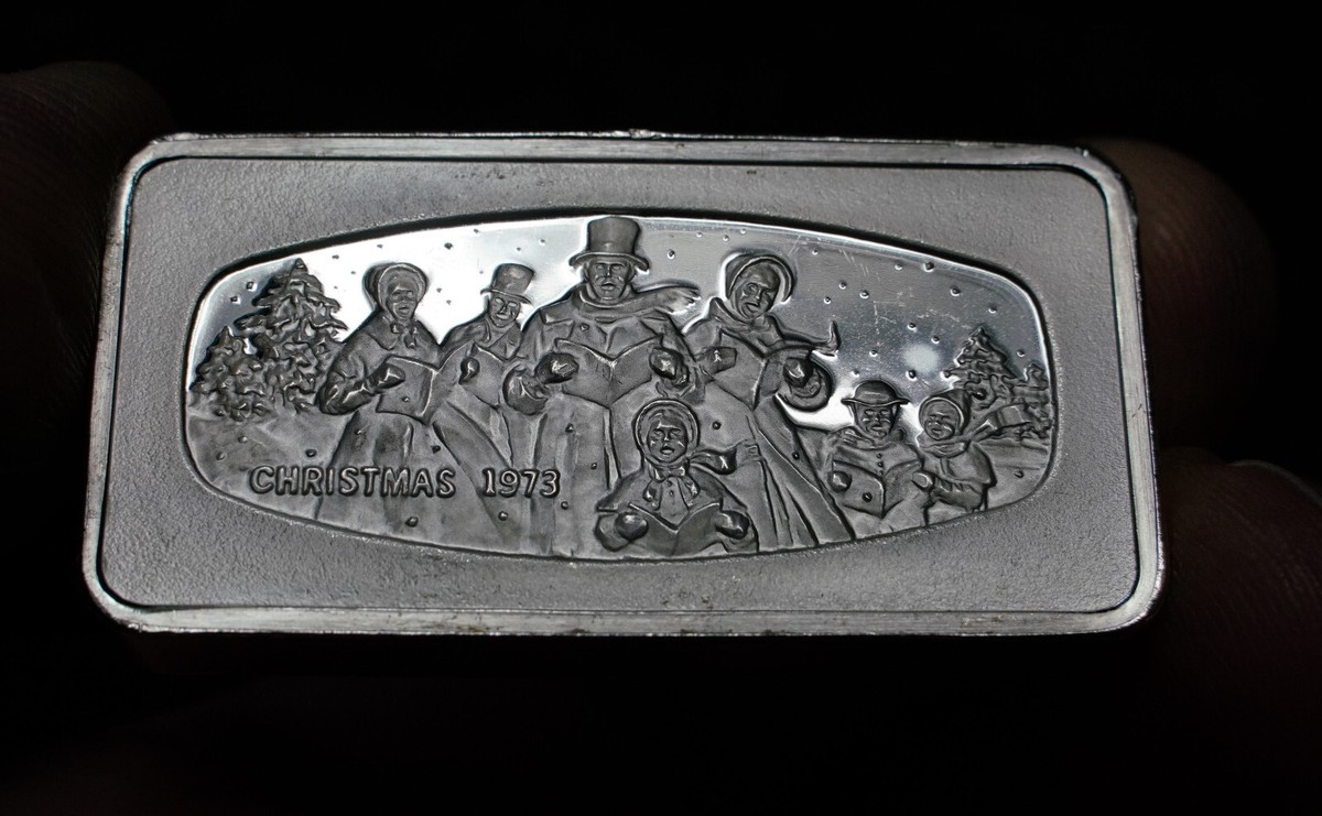 Vintage 1973 Franklin Mint Christmas Carolers Snow 2oz 925 Silver