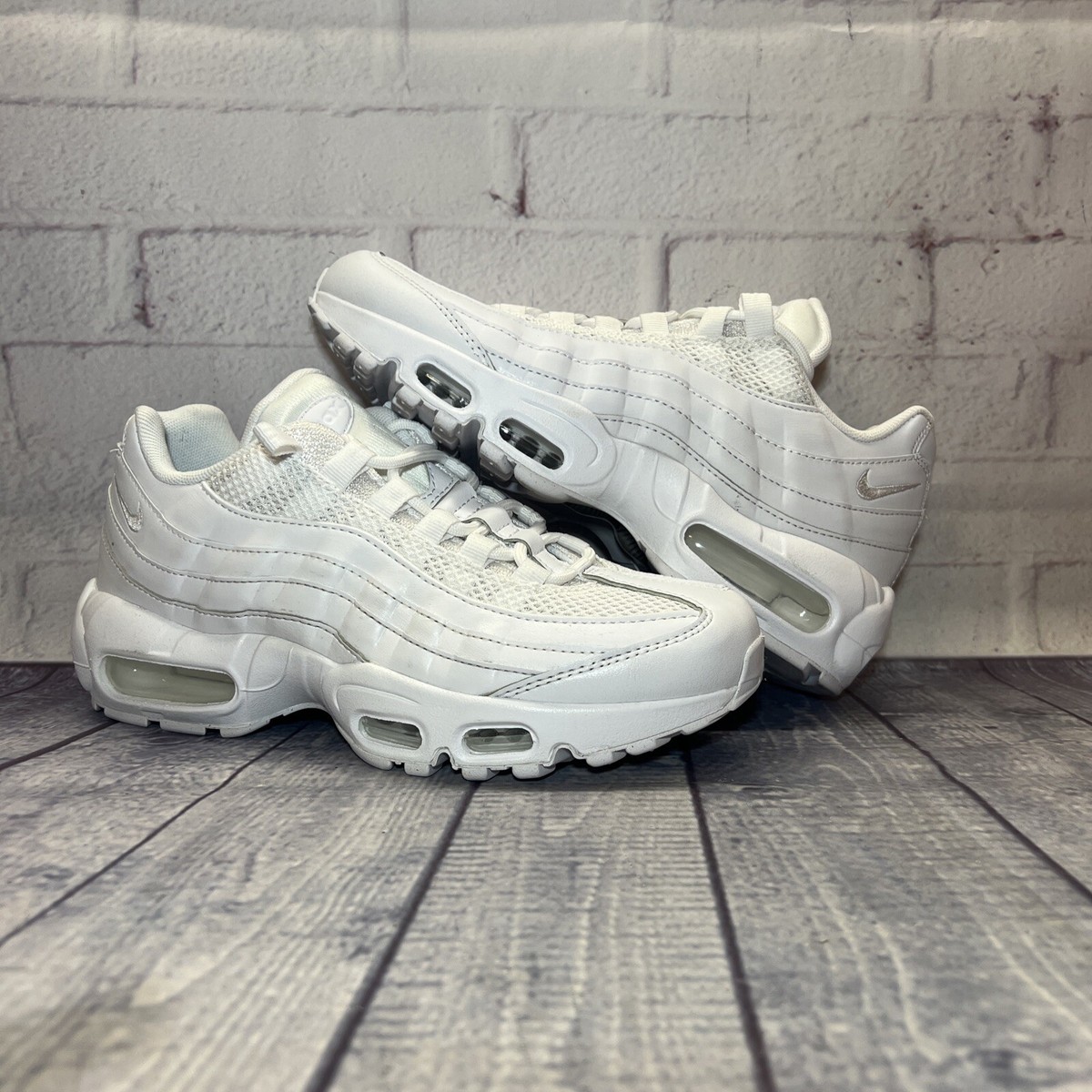 Nike Air Max 95 Triple White Silver Shoes DH8015-100 Women's Size