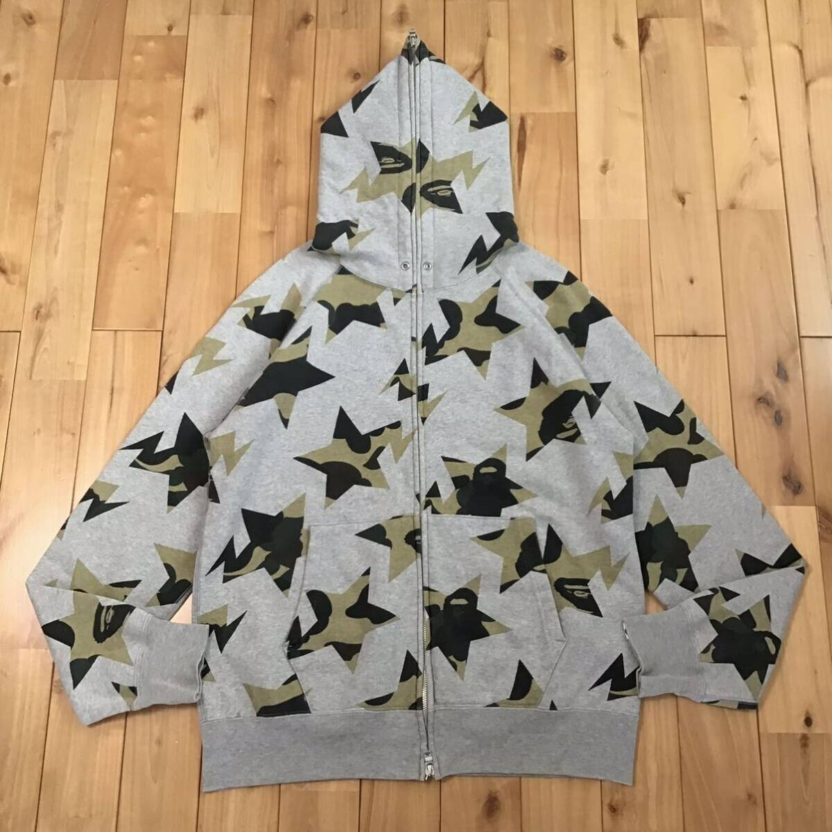 BAPE Sta full zip hoodie a bathing ape STAR NIGO BAPESTA Gray Size