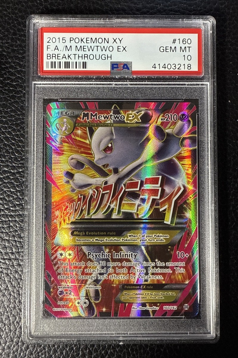2015 Pokemon XY Breakthrough #160 Mega M Mewtwo FA Full Art EX PSA