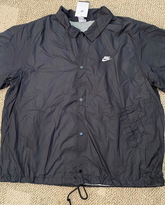 Nike Club Coaches Jacket Coat Snap Front Woven FN3316-010 Black