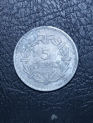 FRENCH REPUBLIC 1945 5 FRANCS RF A LAVRILLIER ALUMINIUM WORLD WAR