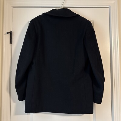 US Naval Academy Peacoat Estimated Size MEDIUM Black Heavy Wool | eBay