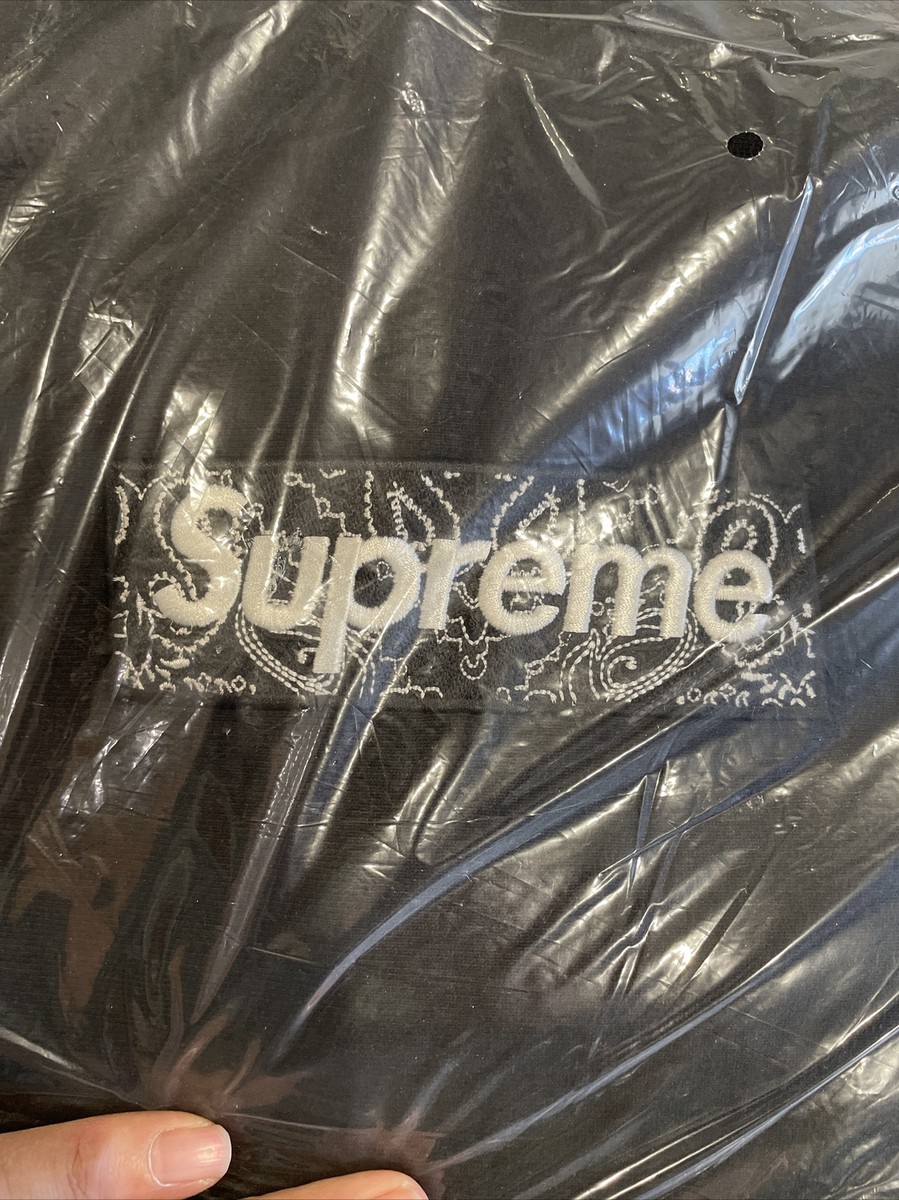 New Supreme Bandana Box Logo Hoodie Paisley FW 2019 Black Large