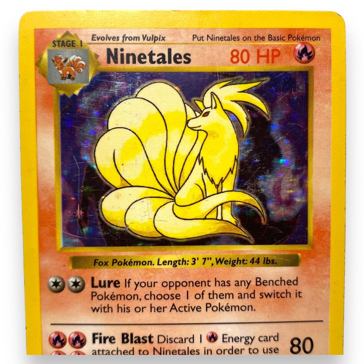 1999 - Pokémon - Shadowless Ninetales Error - Black Flame - Holo