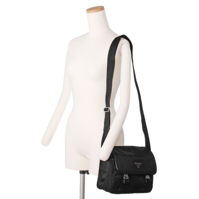 PRADA Shoulder Bag Nylon Black New Free Shipping Import Tax