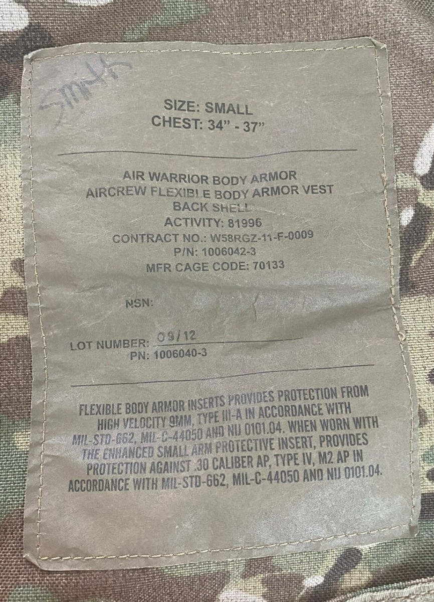 Air Warrior Aircrew Flexible Plate Carrier OCP/Multicam | eBay