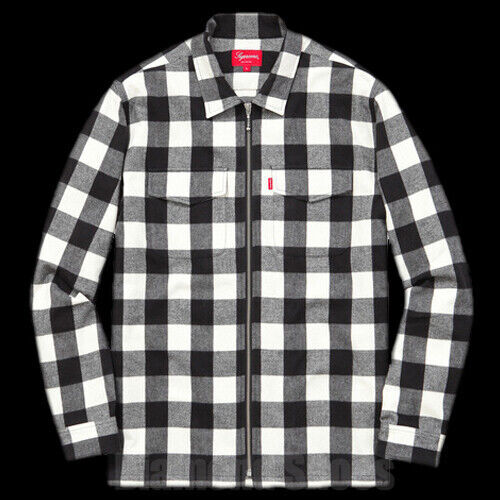 Supreme Waffle Plaid Hooded Shirt Black Multi 2colors FW24 | eBay
