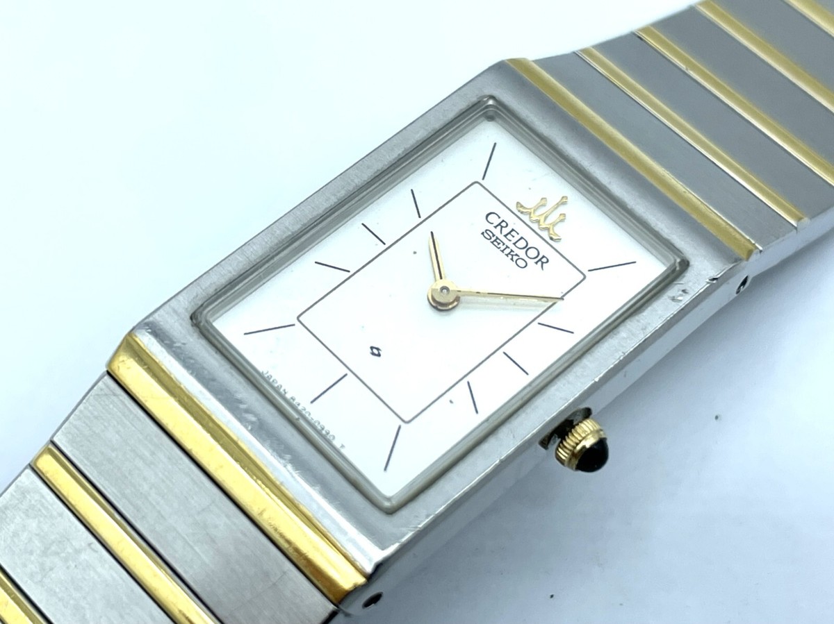 Vintage SEIKO Credor Quartz Ladies 22kSGP Two tone Watch White