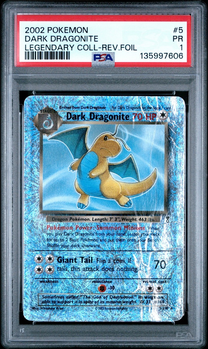 PSA 1 Dark Dragonite 5/110 Legendary Collection Reverse Holo Rare