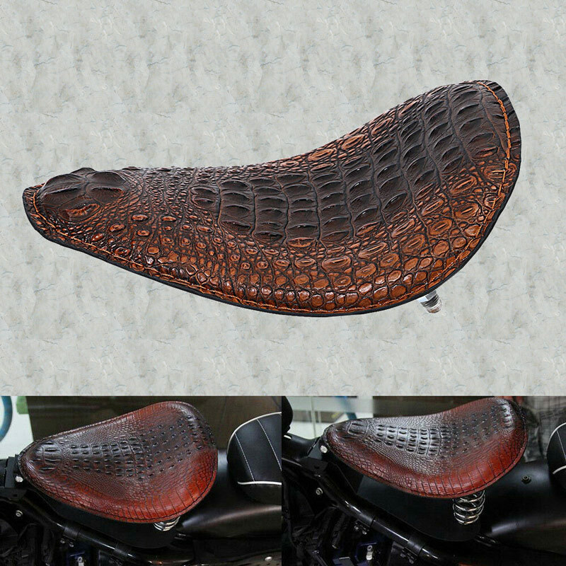 Motorcycle Brown Alligator Leather Solo Seat for Harley Chopper