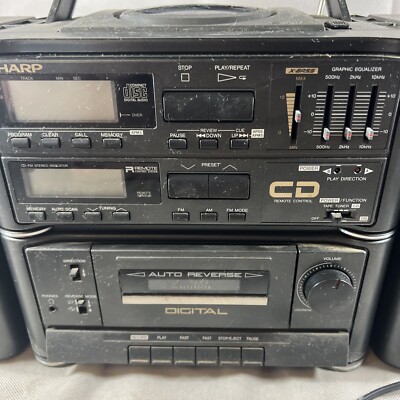 Vintage SHARP X-Bass GX-CD65BK Boombox! Portable CD/Stereo/ Dual