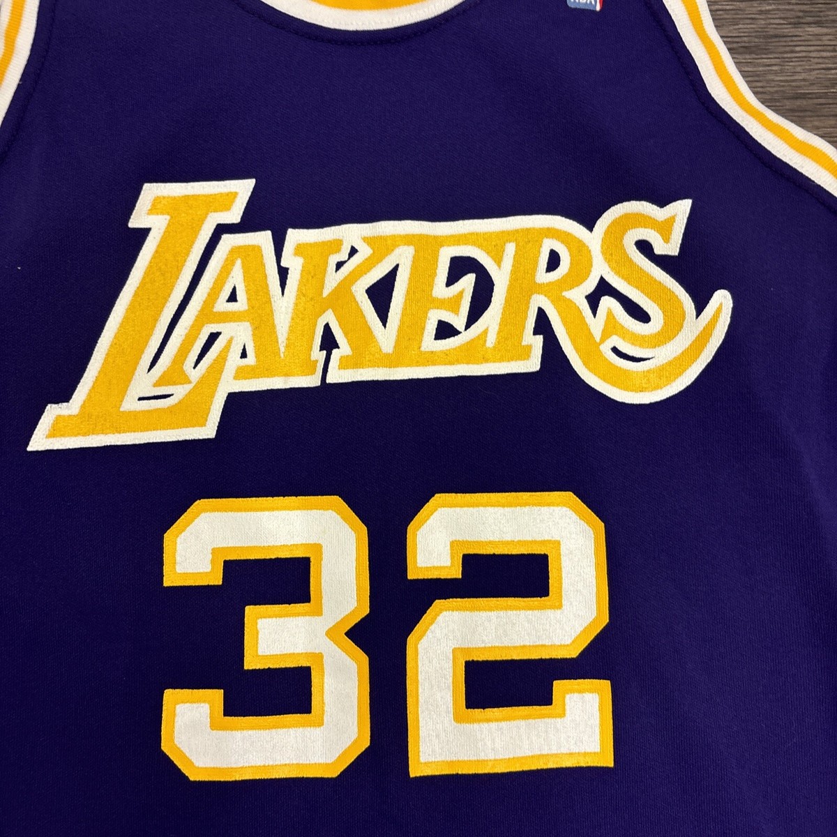 VINTAGE SAND KNIT MAGIC JOHNSON #32 LOS ANGELES LAKERS JERSEY