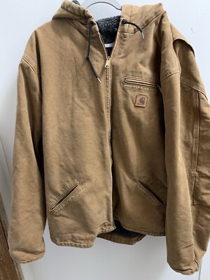 Carhartt Hooded Jacket J141-211 Sherpa Lined Brown 3XLT | eBay