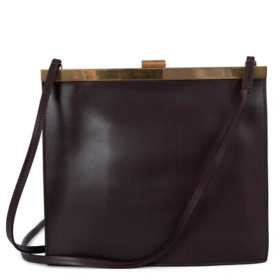 70132 auth CELINE burgundy leather CLASP MINI Shoulder Bag | eBay