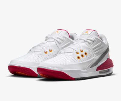 Nike Air Jordan Max Aura 5 White Cardinal Red Orange DZ4353-160 sz