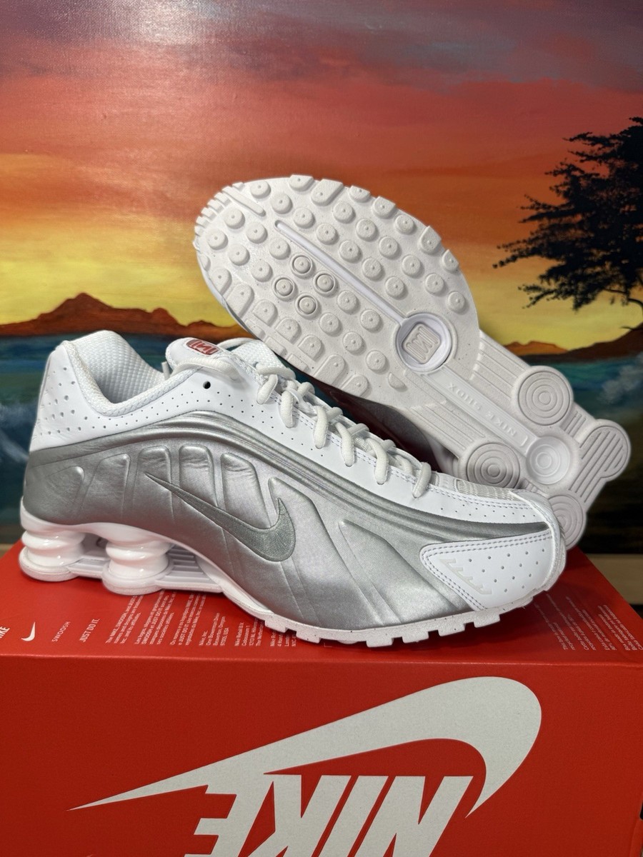 Nike Shox R4 2024 White Metallic Silver {HQ1988-101} Men's Size