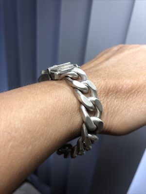 VERSANI 925 Sterling Silver CROWN Curb chain Safe lock Heavy