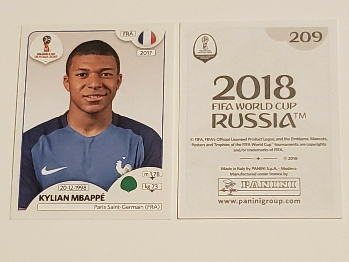 KYLIAN MBAPPE ROOKIE STICKER #209. PANINI 2018 WORLD CUP | eBay