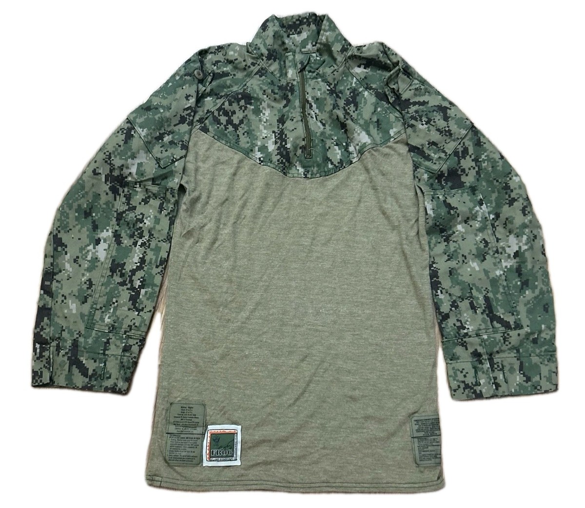 RARE USN Navy Woodland Marpat Frog Combat Shirt Top Medium Regular