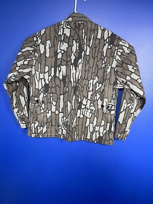 Vintage TreBark Camo Hunting Field Jacket Shirt Camouflage