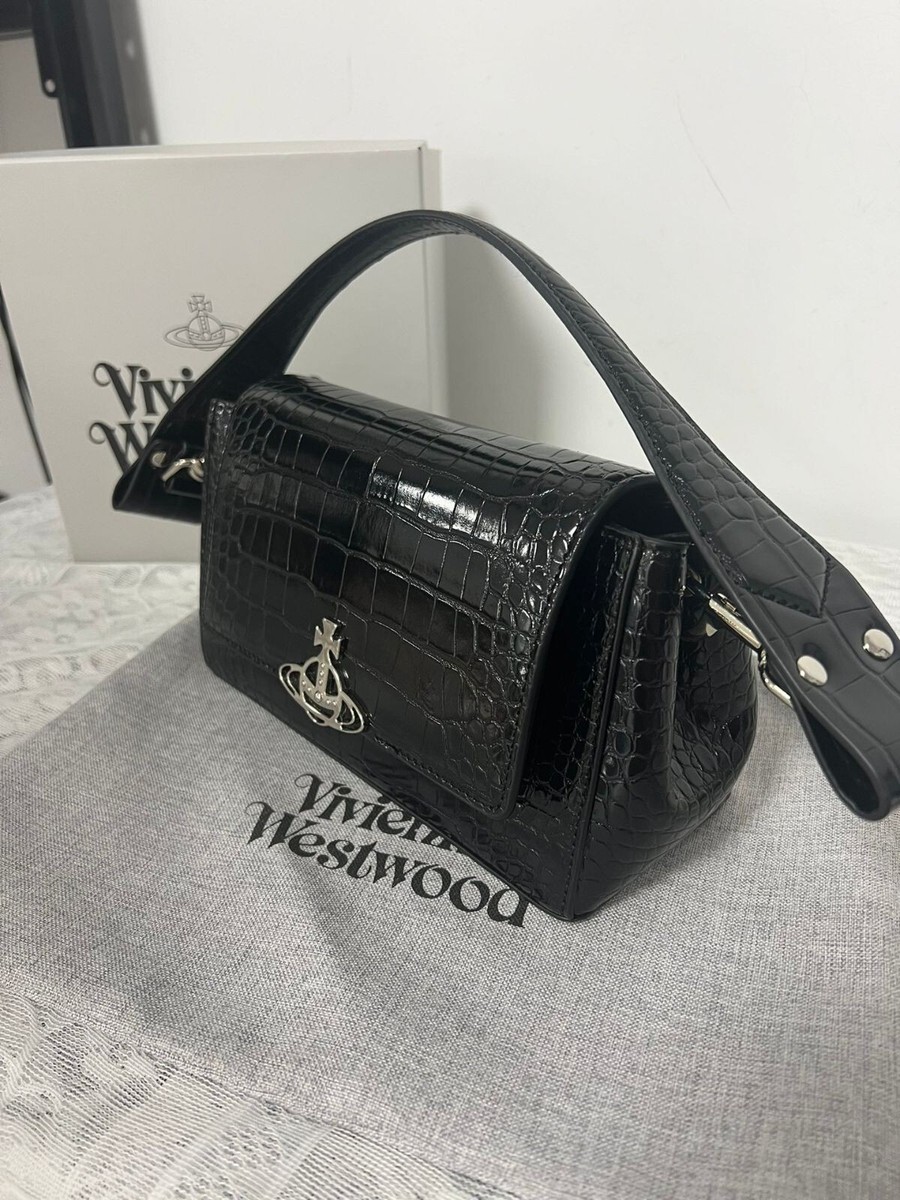 Vivienne Westwood Hazel Hand Shoulder Bag color Black Crocodile