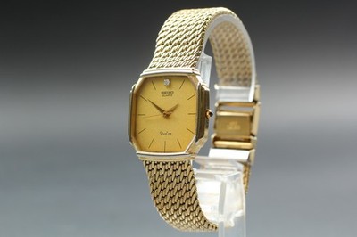 Vintage 1983 Exc+5 Seiko Dolce 7731-5000 Diamond Gold Quartz Mens