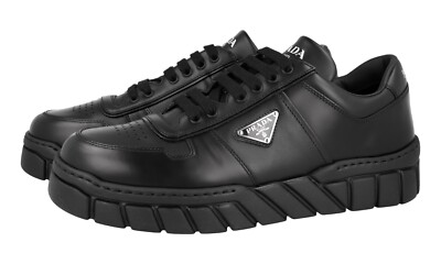 PRADA Leather Downtown Bold Sneakers - 2EE378 - Black - NEW | eBay