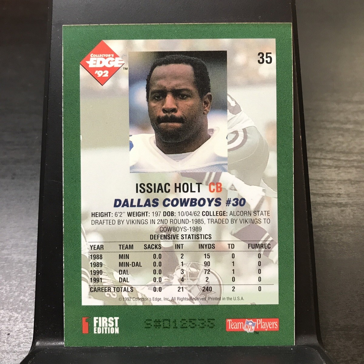 1992 Collector's Edge #35 Issiac Holt - Dallas Cowboys | eBay