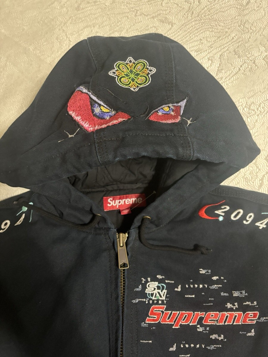Supreme AOI Canvas Work Zip Jacket Black Stitch Patch Size Small
