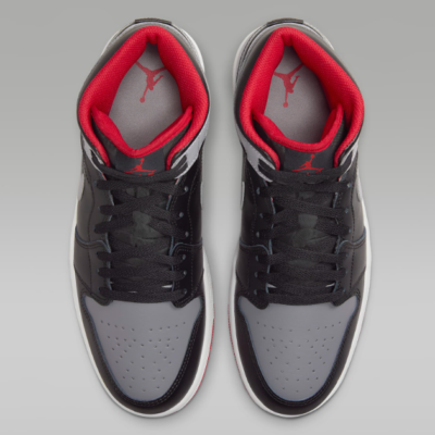Nike Air Jordan 1 Mid Shoes 'Black/Cement Grey/Red' (DQ8426-006
