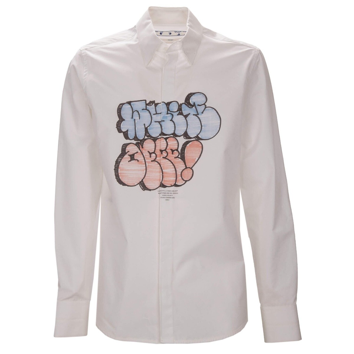 OFF-WHITE Virgil Abloh Cotton Shirt with WHITE OFFF Graffiti Print