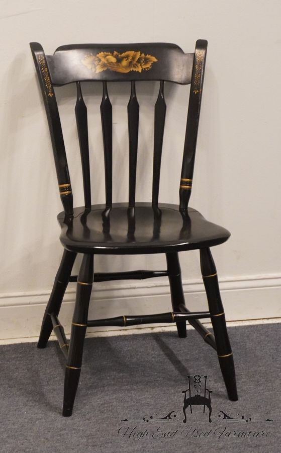 ETHAN ALLEN Hand Decorated Black & Gold Hitchcock Style Arrow Back