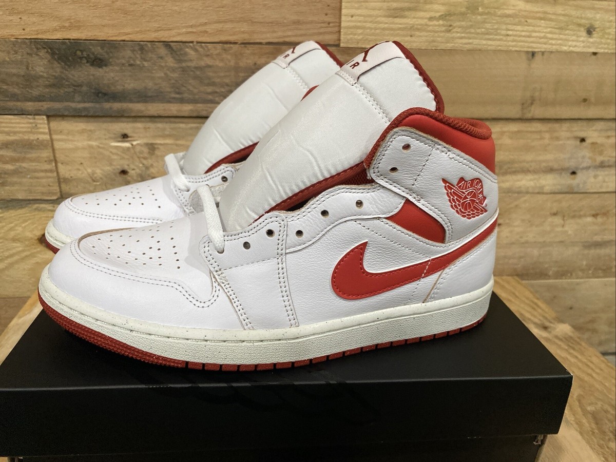 Nike Air Jordan 1 Mid SE Shoes Dune Red White FJ3458-160 Men's