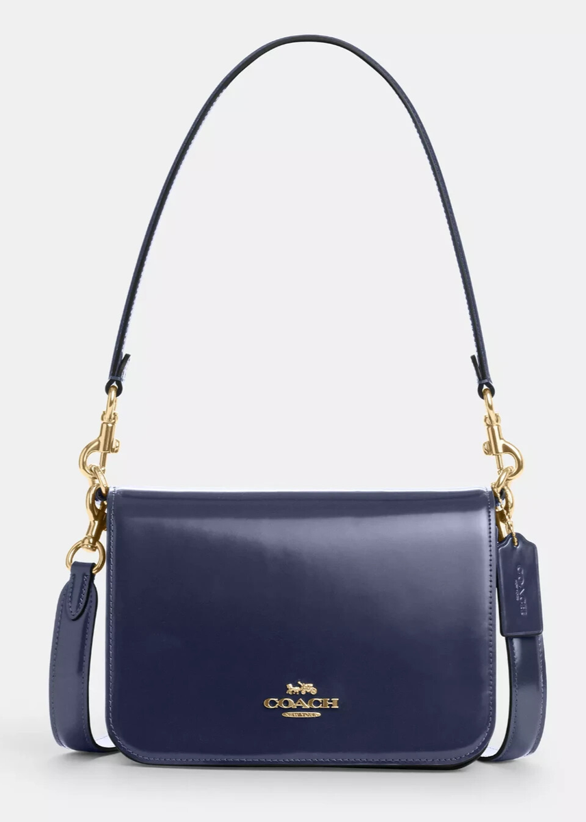 Coach Women's Navy Quinn Spazzolato Leather Shoulder/Crossbody Bag