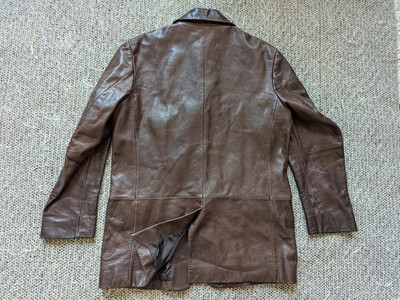 vintage BANANA REPUBLIC leather COWHIDE blazer coat L brown PATINA