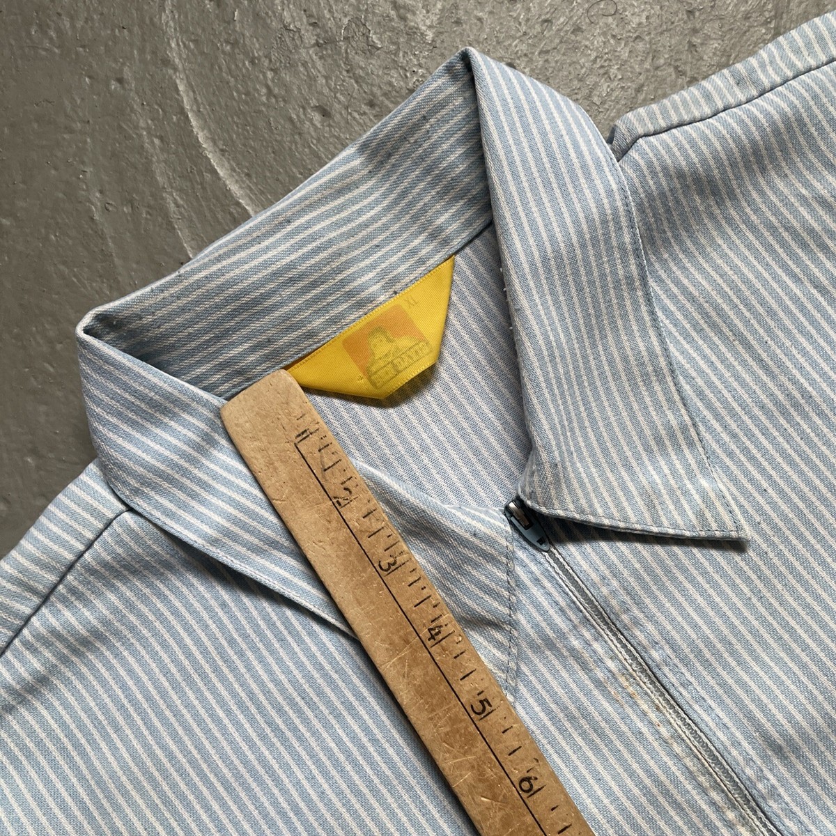 Vintage Ben Davis Yellow Tag Stripe Zip Faded Distressed Work