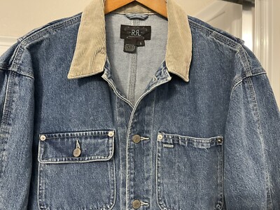 Vintage RRL Ralph Lauren Corduroy Collar Denim Jean Jacket Size S