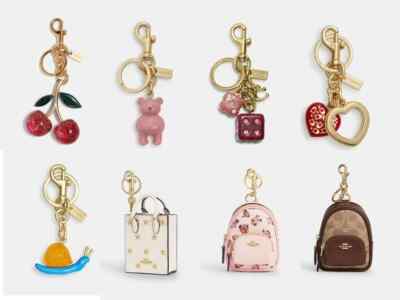 NWT Coach Pink Teddy Bear Bag Charm Key Chain/dice cluster/hear
