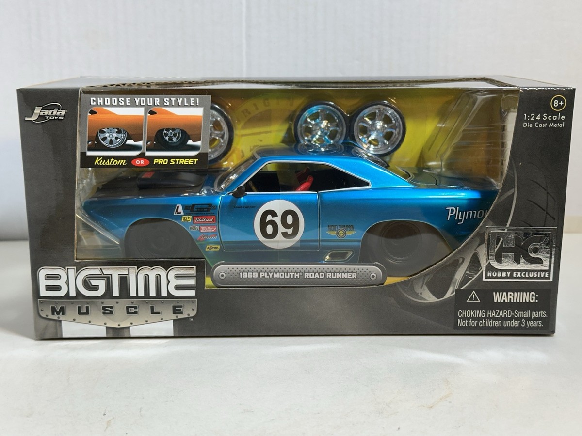 JADA BTM 1969 PLYMOUTH ROAD RUNNER BLUE 1:24 DIECAST MODEL W