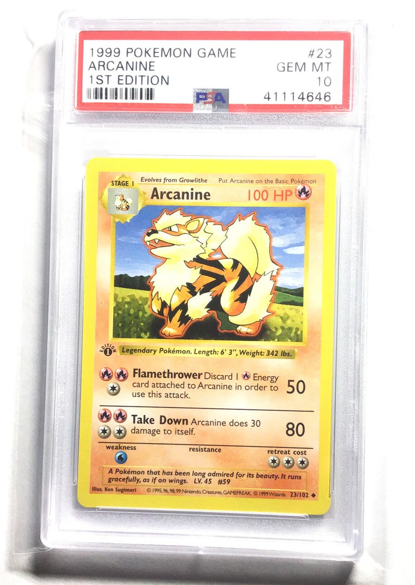 PSA 10 GEM MINT Arcanine 23/102 1ST EDITION Base Set SHADOWLESS