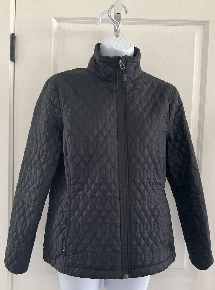 Lands' End Black Quilted Zip lightweight primaloft jacket size S 6