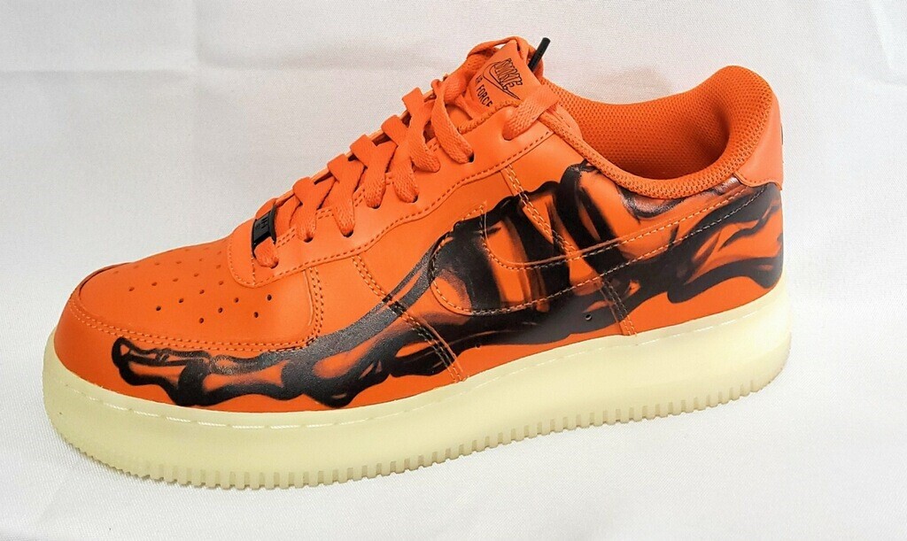 Mens Nike Air Force 1 QS CU8067 800 Orange Skeleton Light Wear