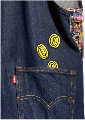 Levi's X Super Mario Nintendo Men's Denim Dungaree Overalls Jeans