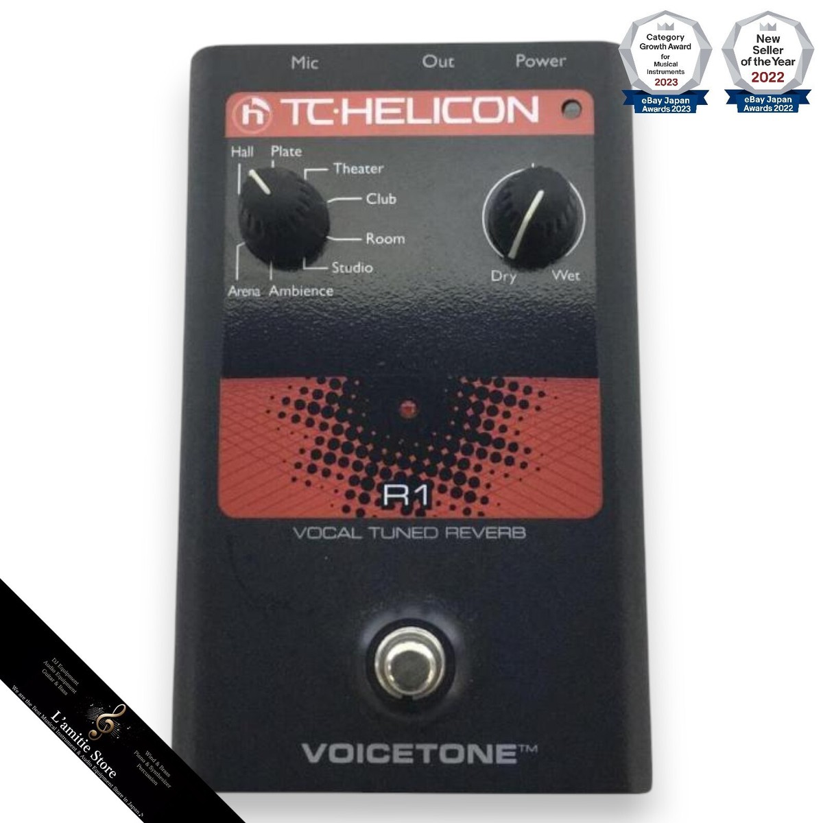 TC-HELICON VoiceTone R1 Vocal Tuned Reverb Effects Processor Pedal