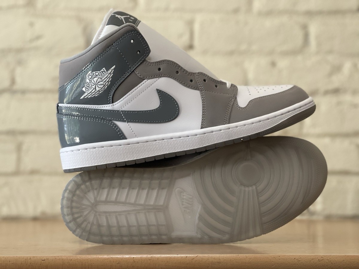 Nike Air Jordan 1 Mid SE Retro Men Size 9 White Medium Grey Cool