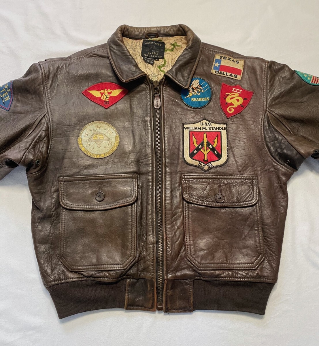 AVIREX G-1 | Brown Leather Flight Bomber Jacket | Top Gun | Blood